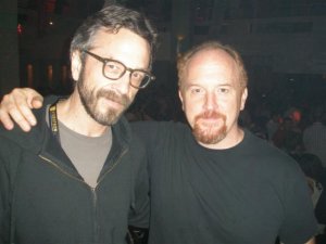 Louis-CK-and-Marc-Maron-hug-it-out-in-after-episode-of-Louie-tv-show